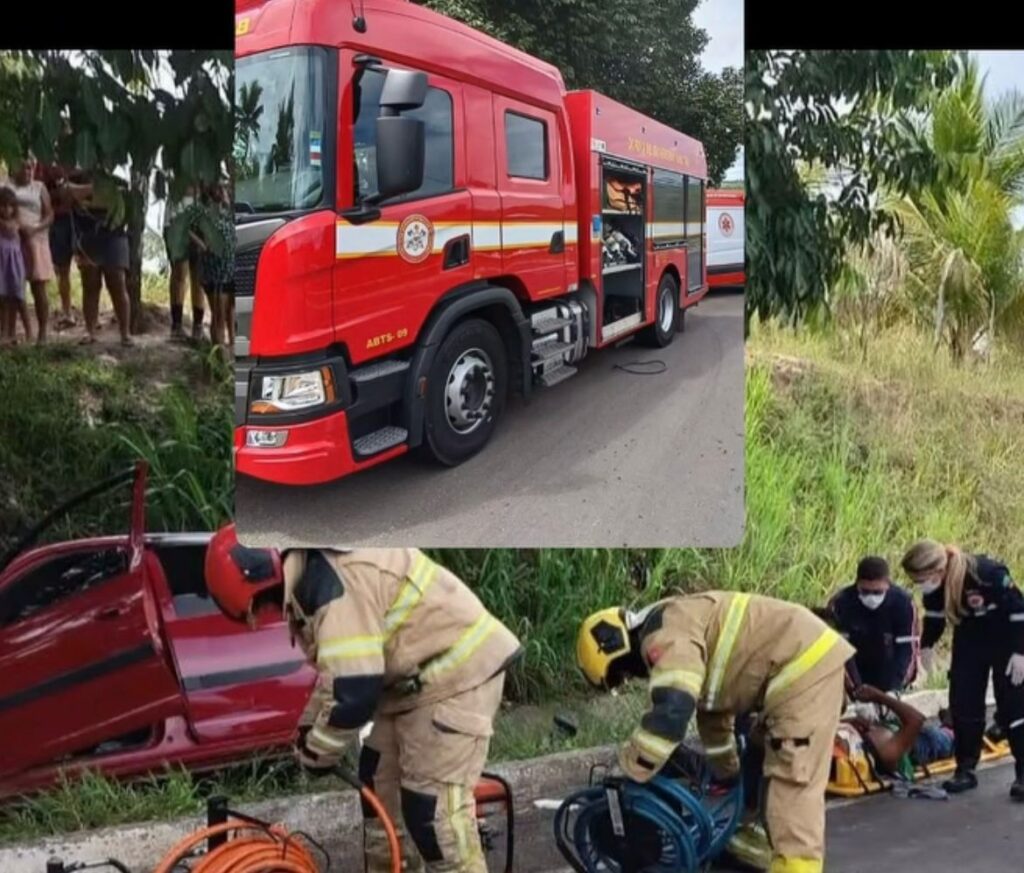 Acidente grave é registrado nesta quarta-feira (23) na BR-101; Vítima ficou presa à ferragens