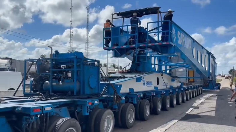 Segundo transformador eólico chega à Paraíba e seguirá escoltado até Nova Palmeira