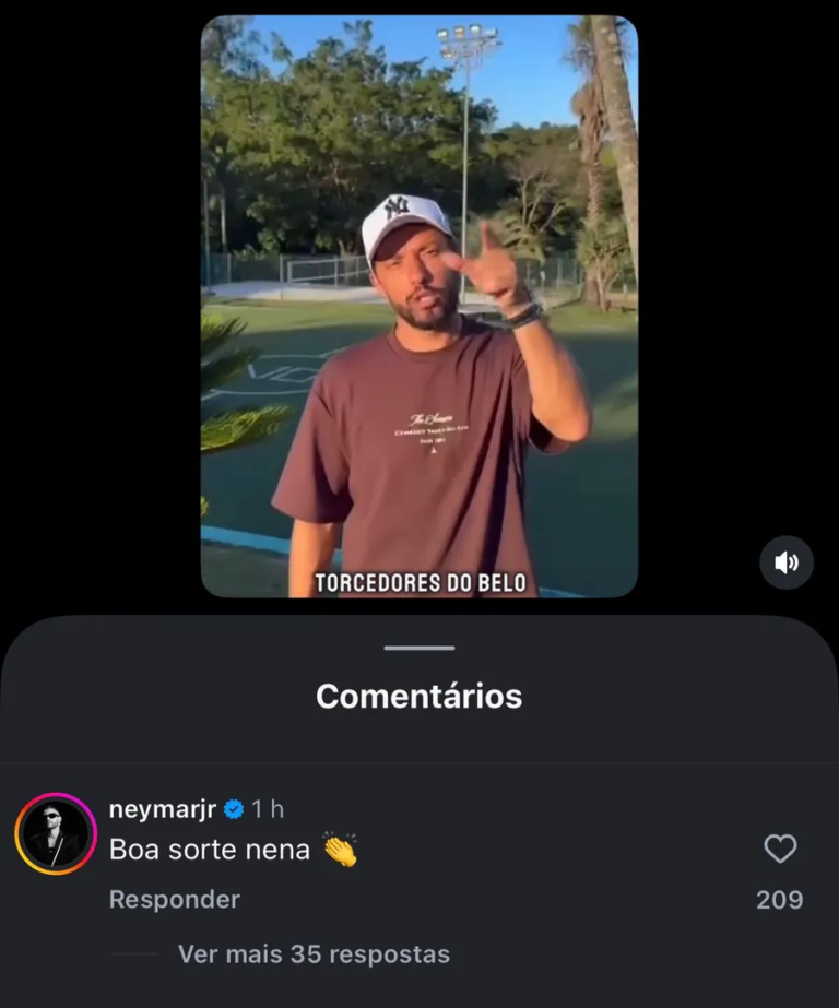 Neymar deseja boa sorte a Nenê em nova etapa no Botafogo-PB